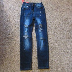 NWT GALMINT 2 distressed skinny jeans high rise whiskered Tattered